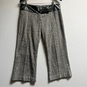 DS Lab wool silk vegan leather waisted cropped straight leg trousers Sz 10